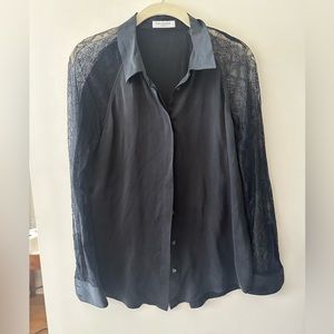 Equipment black lace button down blouse size S